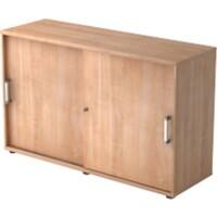Hammerbacher Schuifdeurkast Spaanplaat 1 Plank Afsluitbaar 1.200 x 400 x 748 mm Walnoot Bruin