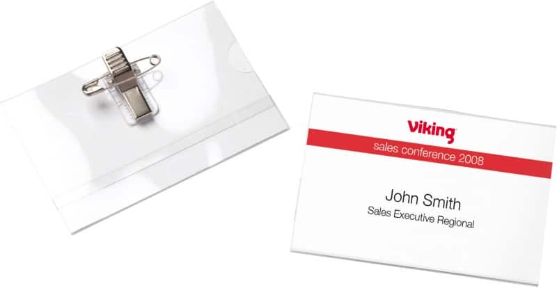 Viking Standaard naambadge met crocoklem en speld Horizontaal 90 x 60mm, 25 stuks