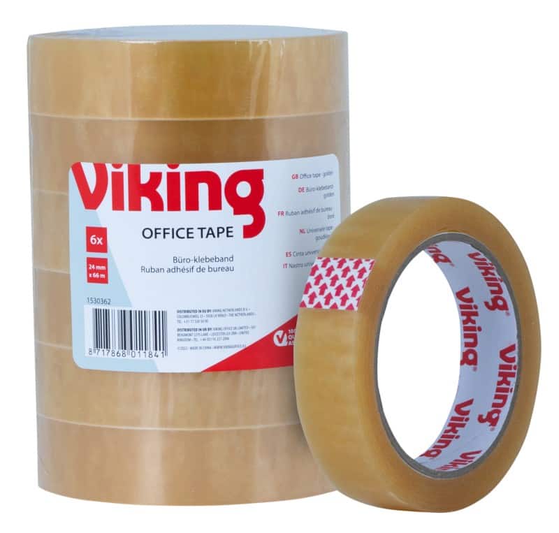 Viking Plakband Universal Transparent 24 mm (B) x 66 m (L) Grote kern PP (Polypropeen) 6 Rollen