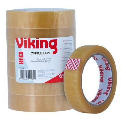 Viking Plakband Universeel Transparent 24 mm (B) x 66 m (L) Grote kern PP (Polypropeen) 6 Rollen