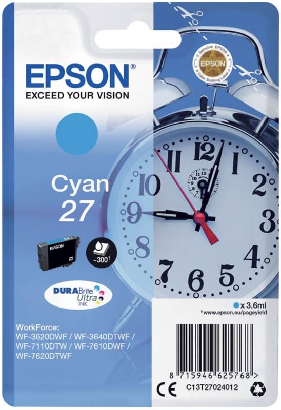 Epson 27 Origineel Inktcartridge C13T27024012 Cyaan