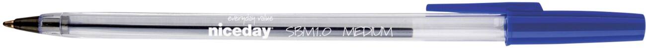 Niceday SBM1.0 Balpen Blauw Met dop 20 Pennen