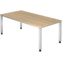 Hammerbacher Q Series VQS Hoogteverstelbaar Bureau Rechthoekig Eiken 4 metalen poten 2.000 (B) x 1.000 (D) x 810 (H) mm Spaanplaat, Staal