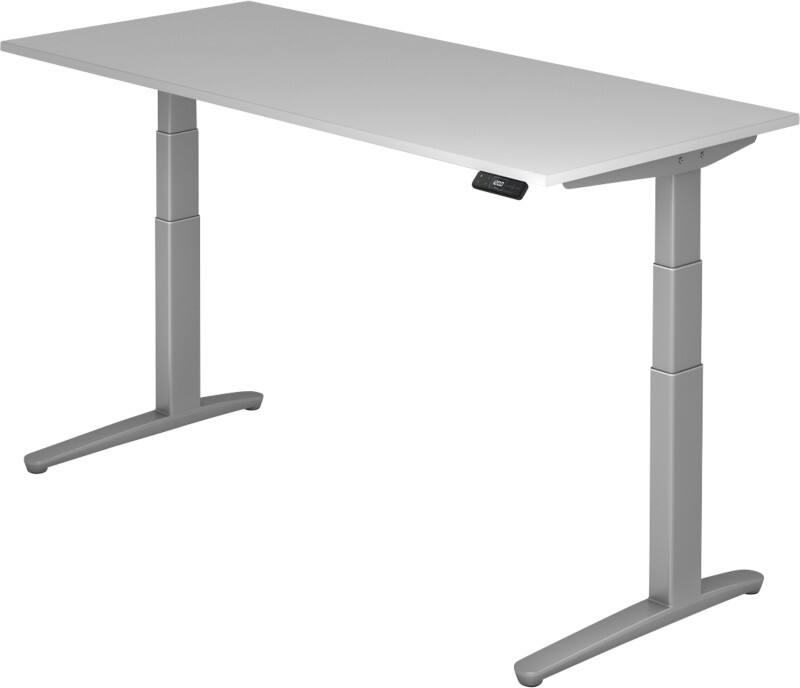 Hammerbacher XBHM VXBHM Elektrisch hoogteverstelbaar Zit-sta-bureau Rechthoekig Grijs C-Voet 1.800 (B) x 800 (D) x 1.290 (H) mm Spaanplaat, Staal, Aluminium