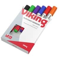 Viking  Flipchart marker Medium Ronde punt Kleurenassortiment 6 Stuks