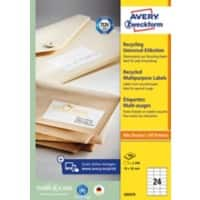 AVERY Zweckform LR3475 Multifunctionele etiketten 70 x 36 mm Wit 70 x 36 mm 100 Vellen à 24 Etiketten