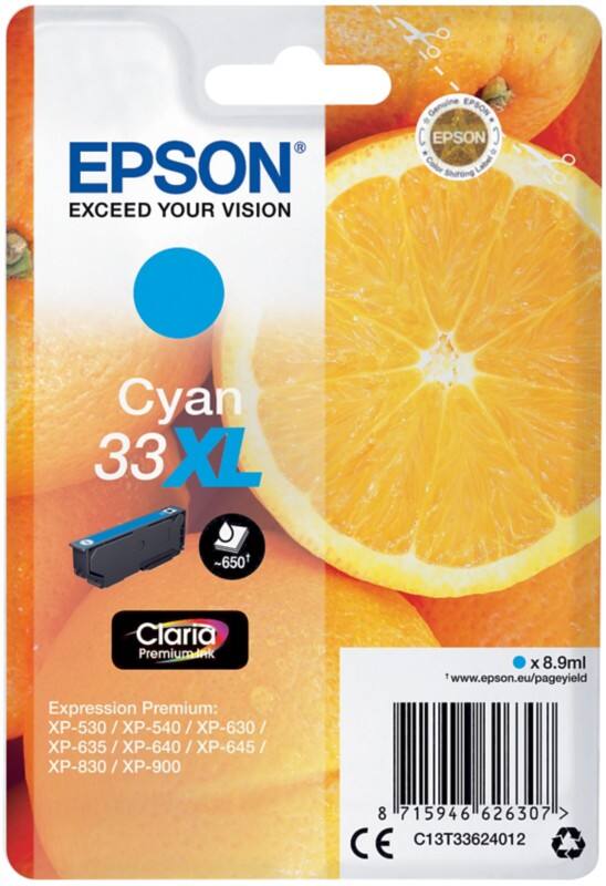 Epson 33XL Origineel Inktcartridge C13T33624012 Cyaan