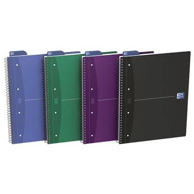 OXFORD Office Essentials Notitieboek A4+ Gelinieerd Spiraal gebonden Karton Kleurenassortiment Geperforeerd 180 Pagina's Pak 5