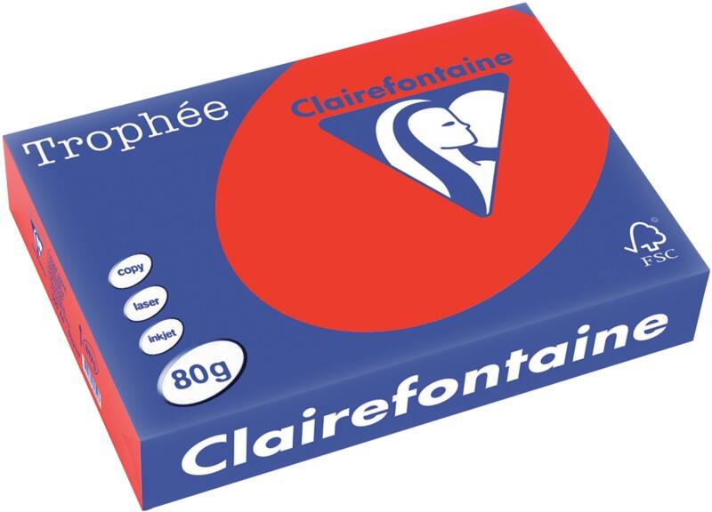 Clairefontaine Trophée A4 Gekleurd papier Rood 80 g/m² Mat 500 Vellen