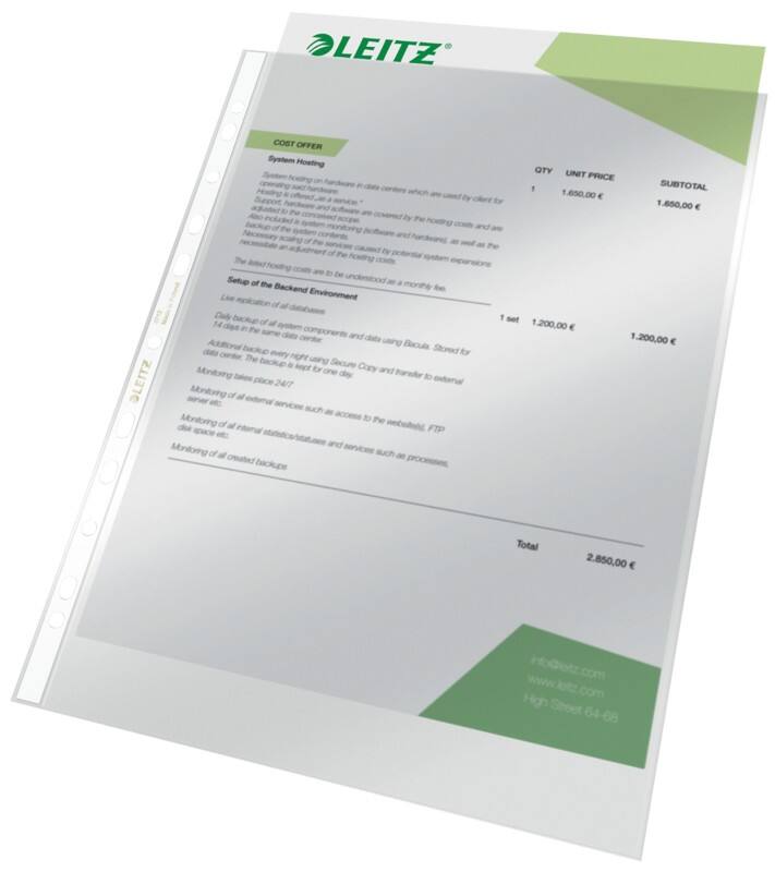 Leitz Showtassen A4 Glashelder Transparant 80 micron PVC (Polyvinylchloride) Boven 11 Gaten 4712 100 Stuks