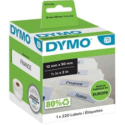 Dymo LW S0722460 / 99017 Authentiek Hangmap Etiketten Zelfklevend Wit 12 x 50 mm