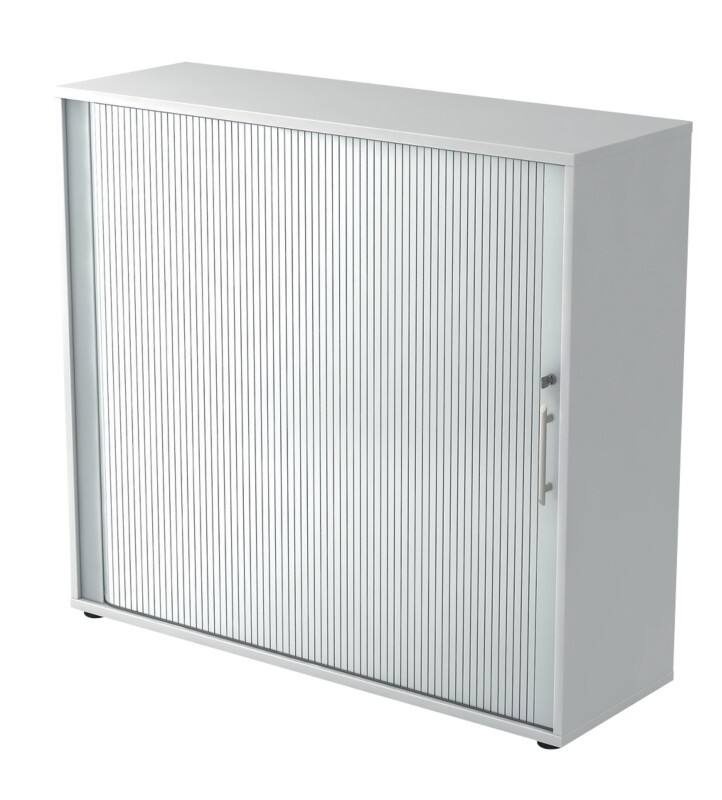 Hammerbacher Roldeurkast 1733S Wit, zilver 1.200 x 400 x 1.100 mm