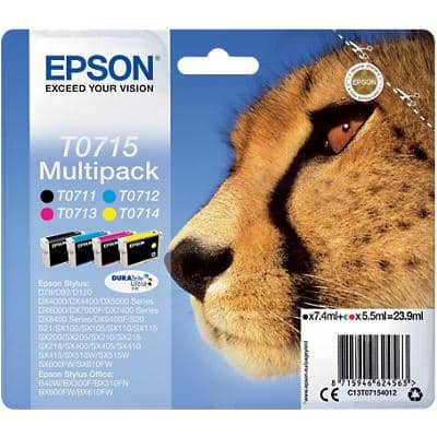 Epson T0715 Origineel Inktcartridge C13T07154012 Zwart, cyaan, magenta, geel Multipack 4 Stuks
