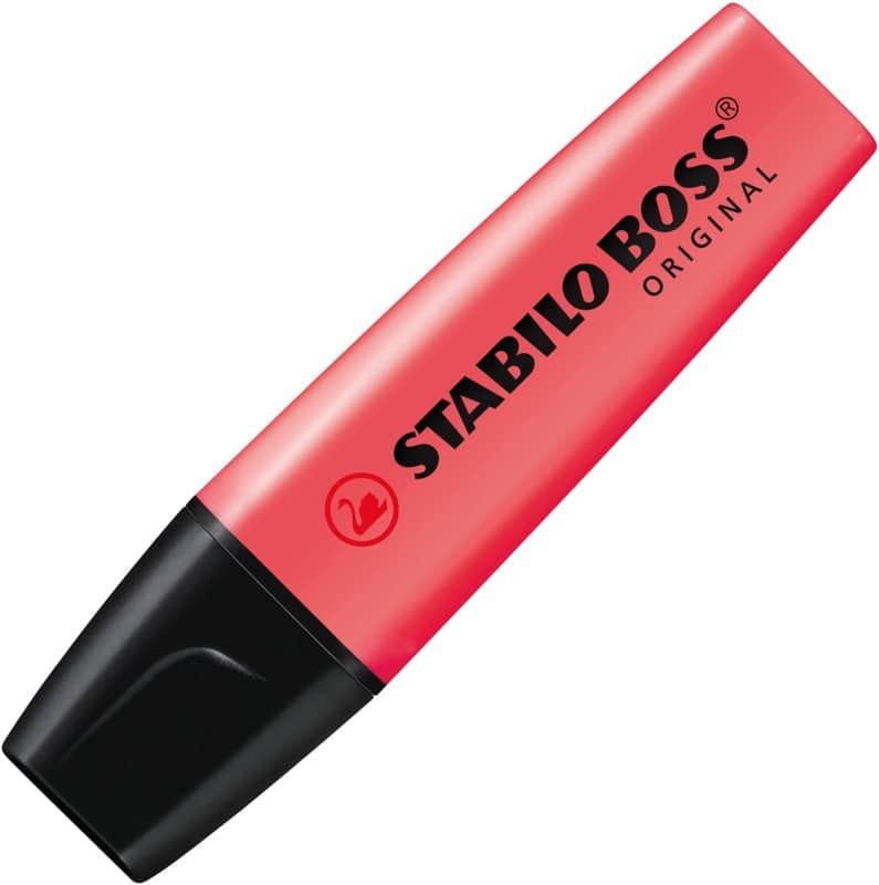 STABILO BOSS ORIGINAL Tekstmarker Rood Breed Beitelpunt 2 - 5 mm Navulbaar