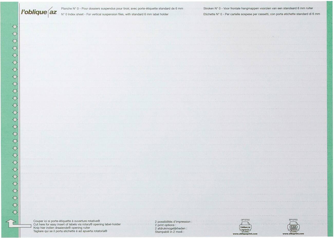 ELBA Hangmappen Verticaal N° 0 A4 Groen Papier 250 Stuks
