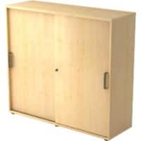Hammerbacher Schuifdeurkast Spaanplaat 2 Planken Afsluitbaar 1.200 x 400 x 1.100 mm Ahorn Bruin