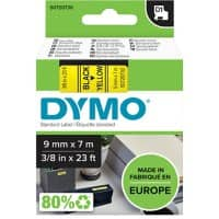 DYMO D1 Etiketteertape Authentiek 40918 S0720730 Zelfklevend Zwart op Geel 9 mm x 7 m