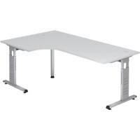 Hammerbacher Hoogteverstelbaar Hoekbureau Vrije vorm Gemelamineerde spaanplaat Wit T-Voet 2.000 x 1.200 x 650 mm