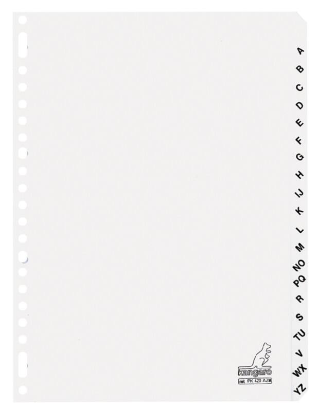 KANGARO A - Z Blanco tabbladen A4 Wit 20 tabs 190 g/m² Karton 23 Gaten PK420AZM
