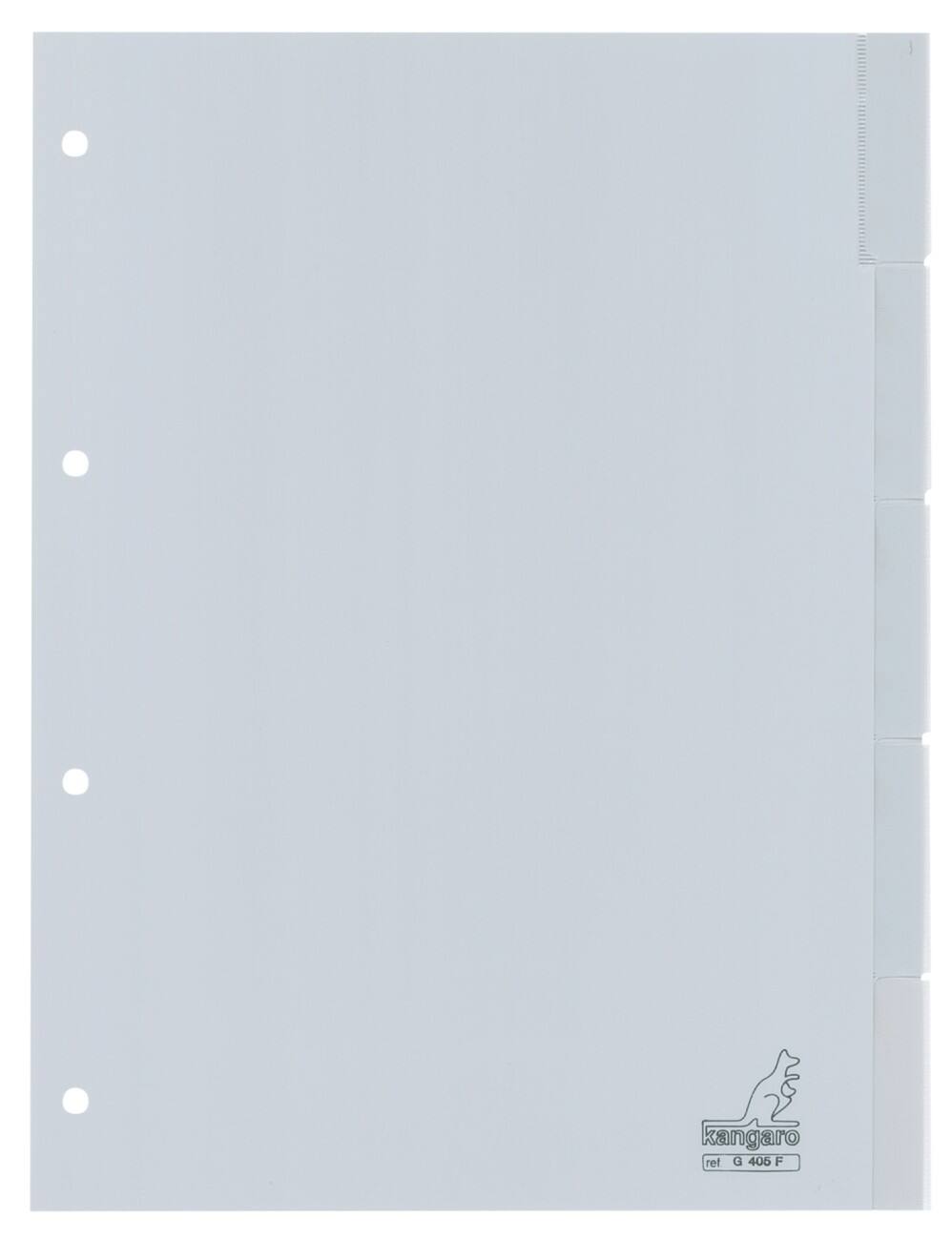 KANGARO Tabbladen G405F A4 Grijs 5 tabs 4-gaats polypropyleen blanco
