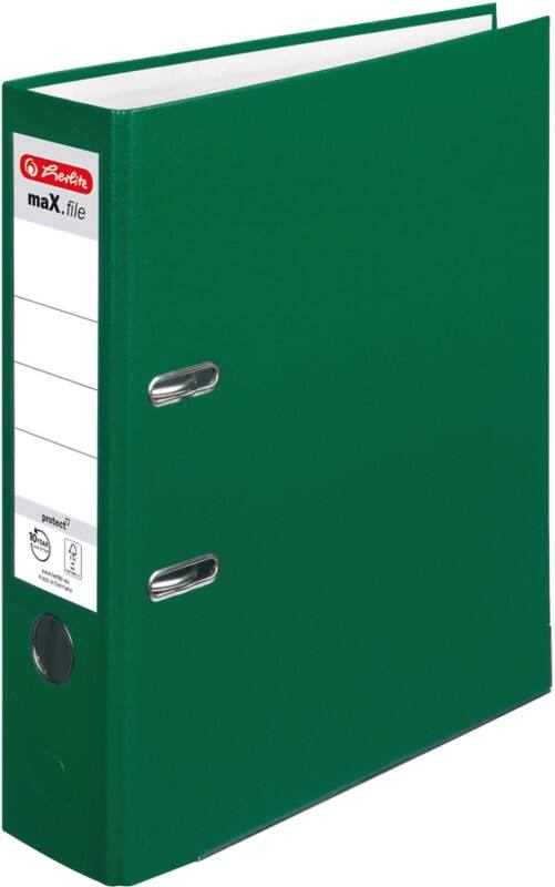 herlitz maX,file protect Breed Ordner A4 80 mm Groen 2 Ringen 5480504 Kunststof Reliëf Staand