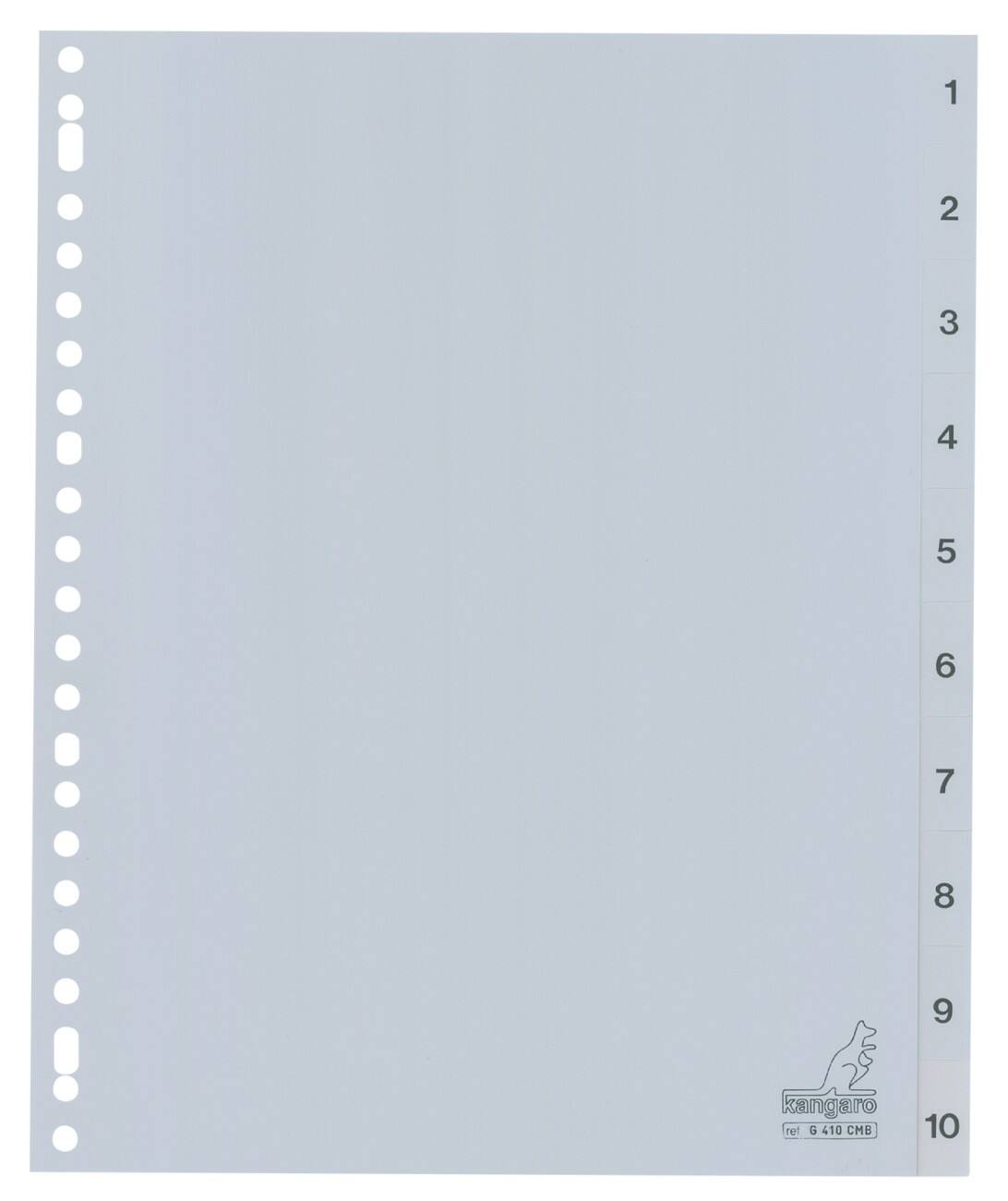 KANGARO Tabbladen G410CM-B A4 Grijs 10 tabs 23-gaats polypropyleen 1 tot 10