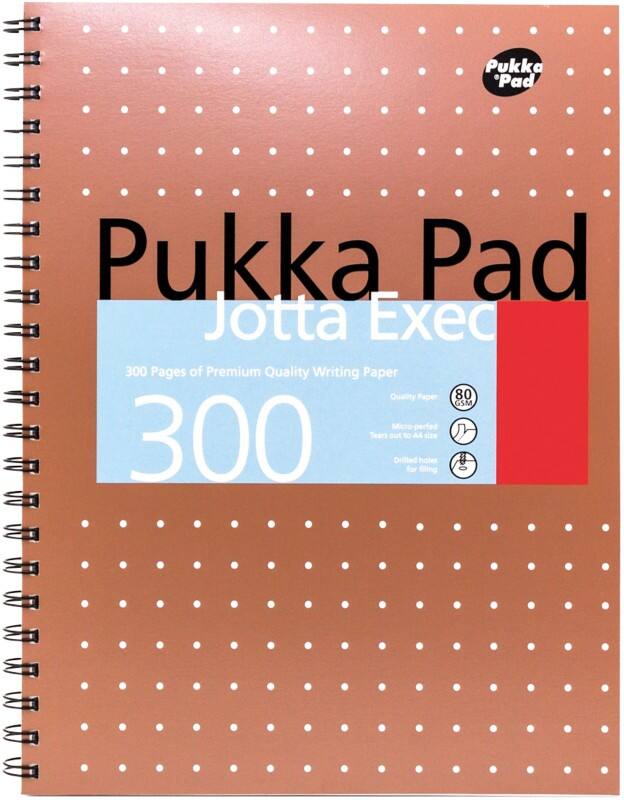 Pukka Pad Schrijfblok Metallic Executive A4 Gelinieerd Spiraalgebonden Karton Koper Geperforeerd 300 Pagina's 150 Vellen 3 Stuks