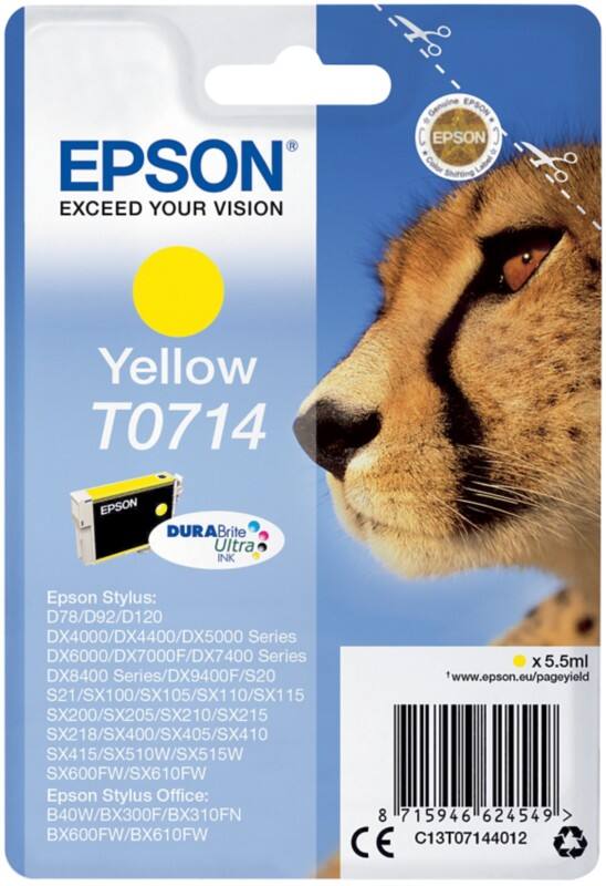 Epson T0714 Origineel Inktcartridge C13T07144012 Geel