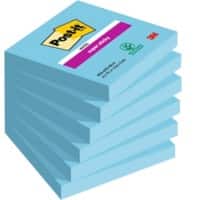 Post-it Super Sticky Notes 76 x 76 mm Blauw Vierkant Blanco 6 blokken à 90 Vellen