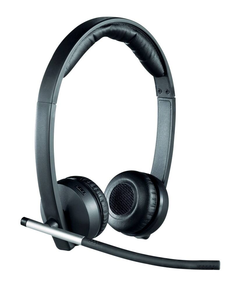 Logitech Draadloze Headset H820E Dual Over het hoofd met Microfoon, USB kabel en Lader DECT aansluitbaar Zwart