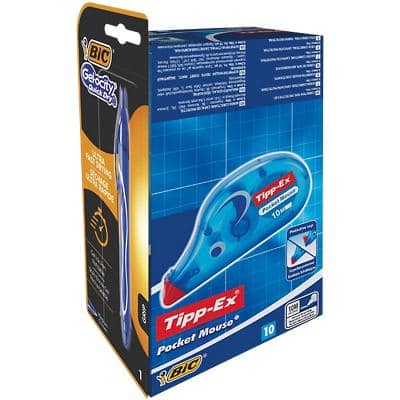 Tipp-Ex Correctie Tape Roller en Crystal pen Pocket Mouse 4,2 mm x 10 m Wit