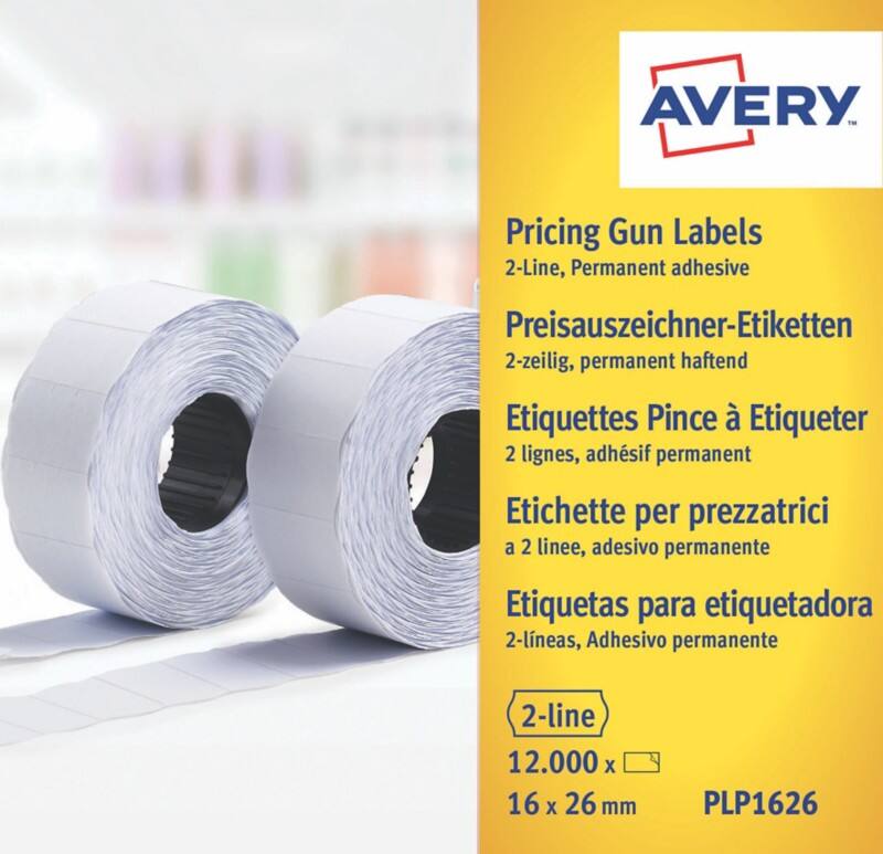 Avery Papier Etiketten 2,6 x 1,6 cm Wit PLP1626 10 Rollen à 1200 Etiketten