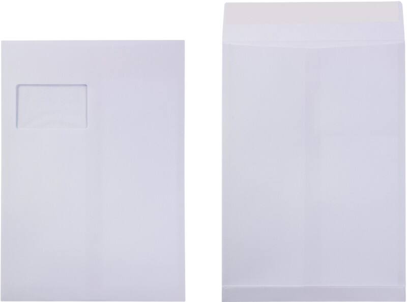 Viking C4 Kleefstrip Zak-enveloppen Wit 229 (B) x 324 (H) mm Met Venster 130 g/m² 100 Stuks