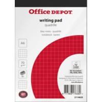 Office Depot A6 Schrijfblok Wit, rood Softcover Geruit Geperforeerd 80 vellen