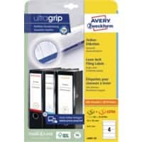 Avery Ultragrip Rugetiket L6061-25 Klevend A4 Wit 5,9 x 19,2 cm 30 Vellen à 4 Etiketten