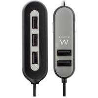 ewent EW1355 Autolader USB 1,5m Grijs, Zwart