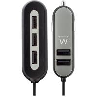 ewent EW1355 Autolader USB 1,5m Grijs, Zwart
