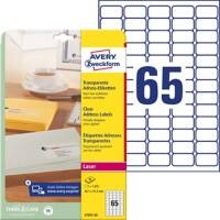 Avery L7551-25 Adresetiketten Zelfklevend 38,1 x 21,2mm Transparant 25 Vellen à 65 Etiketten