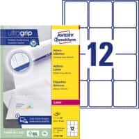 Avery UltraGrip Adresetiketten L7164-100 Klevend A4 Wit 63,5 x 72 mm 100 Vellen à 12 Etiketten