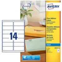 AVERY ZWECKFORM Adresetiketten J8563-25 A4 Transparant 99,1 x 38,1 mm 25 Vellen à 14 Etiketten