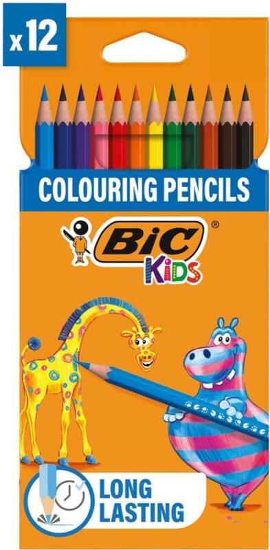 BIC Ecolutions Evolution Niet splinterende kunsthars kleurpotloden Kleurenassortiment 12 Stuks