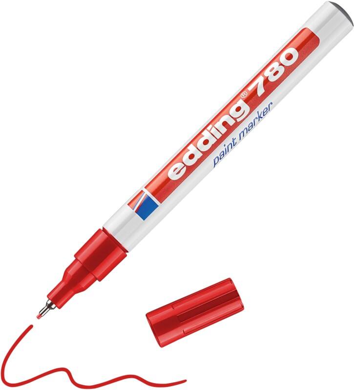 edding 780 Permanent Lakmarker Rood Extra Fijn Naaldpunt 1 - Waterbestendig