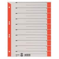 Leitz 1 tot 10 Tabbladen A4+ Rood 1 tab Karton 6 Gaten 1652 100 Stuks