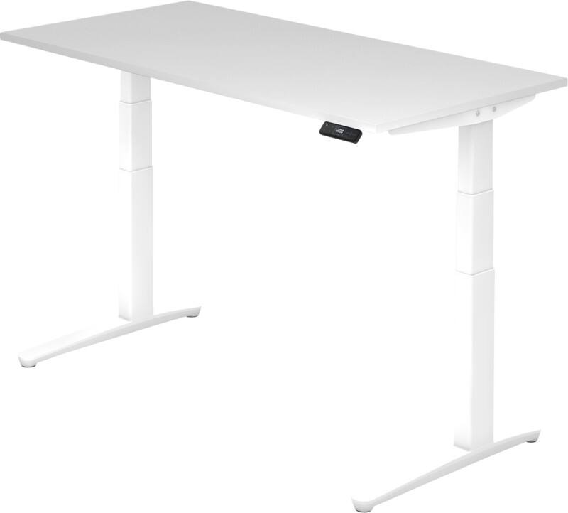 Hammerbacher XBHM VXBHM Elektrisch hoogteverstelbaar Zit-sta-bureau Rechthoekig Wit C-Voet 1.600 (B) x 800 (D) x 1.290 (H) mm Spaanplaat, Staal, Aluminium
