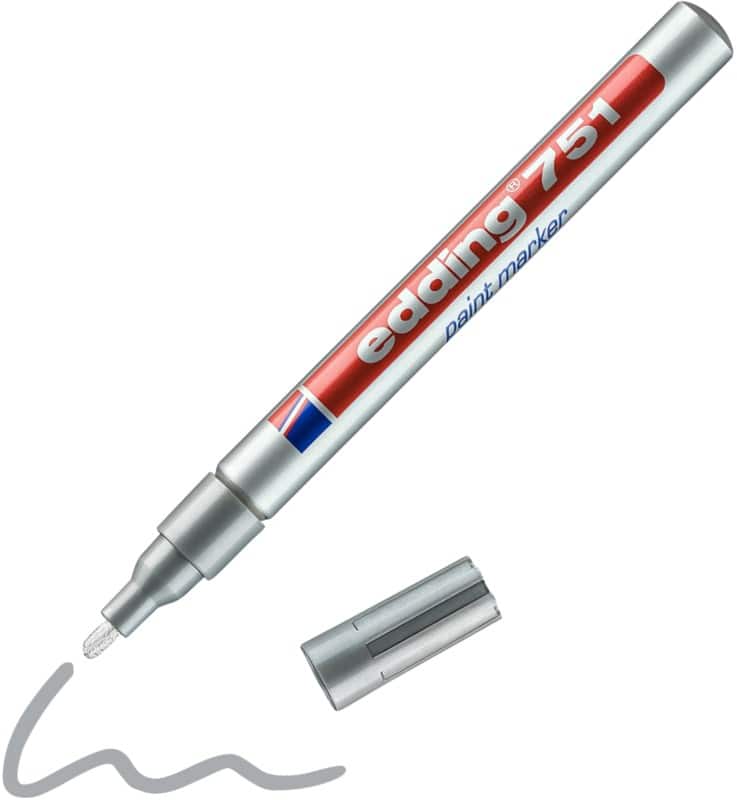 edding 751 Permanent Lakmarker Zilver Fijn Ronde punt 1 - 2 mm Waterbestendig