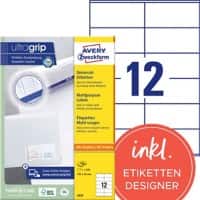 Avery UltraGrip Universele etiketten 3424 Klevend A4 Wit 105 x 48 mm 100 Vellen à 12 Etiketten