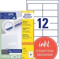 Avery UltraGrip Multifunctionele etiketten 3659 Klevend A4 Wit 97 x 42,3 mm 100 Vellen à 12 Etiketten