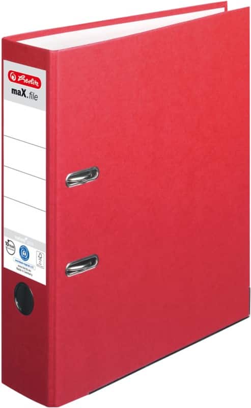 herlitz maX,file nature plus Breed Ordner A4 80 mm Rood 2 Ringen 10841385 Kunststof Reliëf Staand