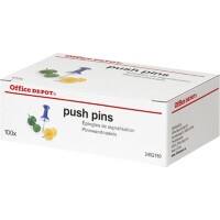 Office Depot Push Pin Punaises Rond Metaal, kunststof Kleurenassortiment Pak van 100 stuks