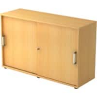 Hammerbacher Schuifdeurkast Spaanplaat 1 Plank Afsluitbaar 1.200 x 400 x 748 mm Beuken Bruin